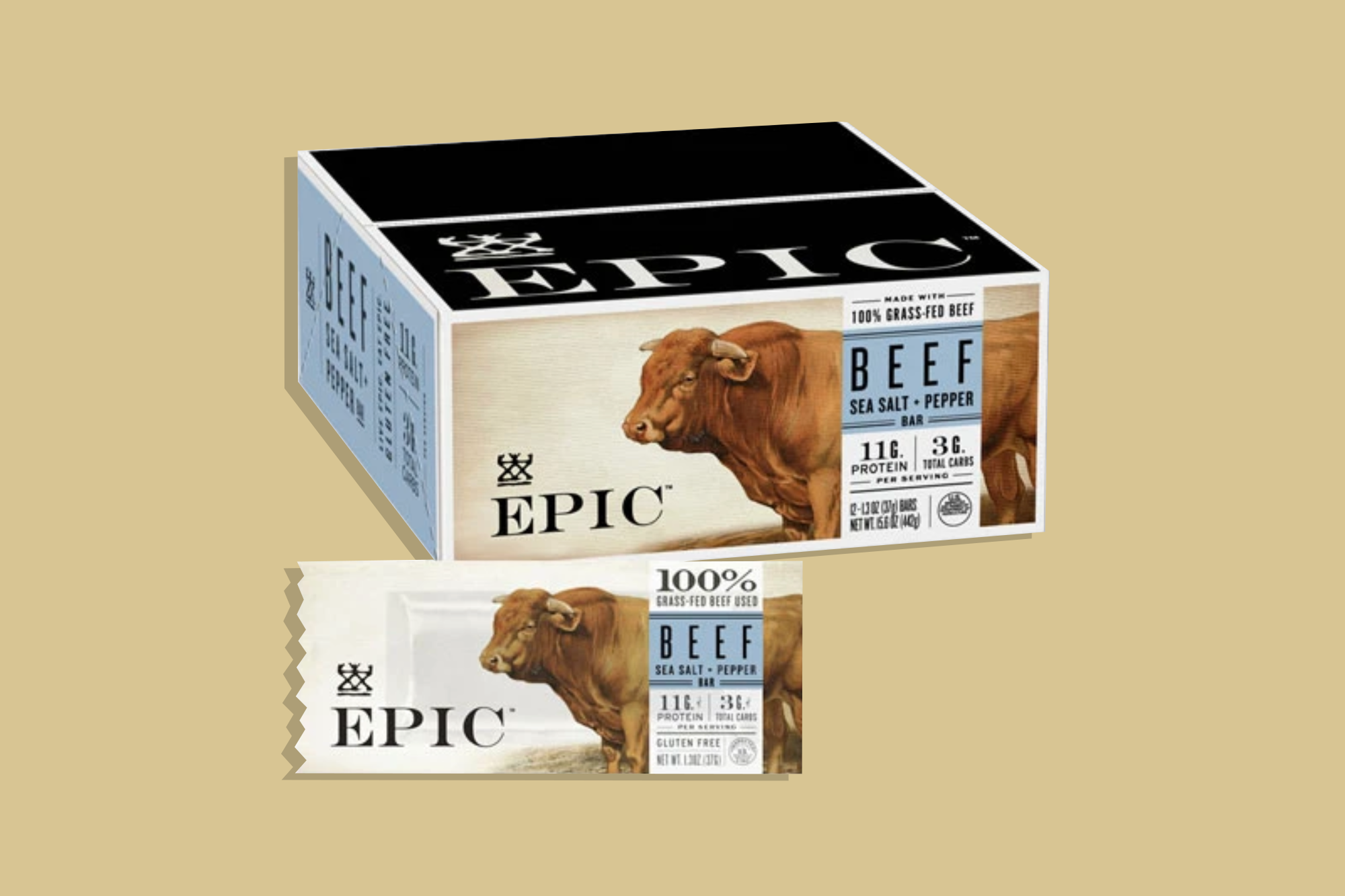 Epic Bars, Sea Salt + Pepper, Beef 4 Ea, Protein, Energy & Meal Bars