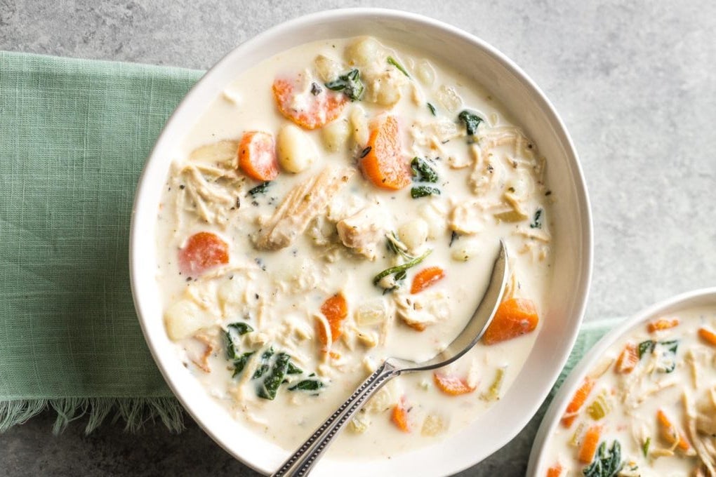Creamy Crockpot Chicken Gnocchi Soup - Nourish and Fete