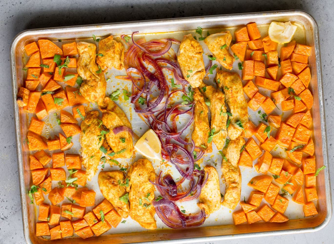 The Ultimate Sheet Pan Dinner {Your choice of Protein, Veggies, & Greens} -  A Little And A Lot