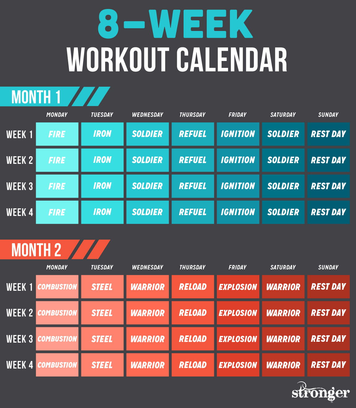 Stronger With SELF Challenge Workout Calendar