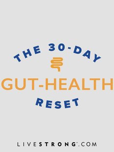 illustration showing 30-day gut-health reset logo on gray background