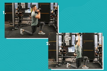 Proper form for alternating lunge press.