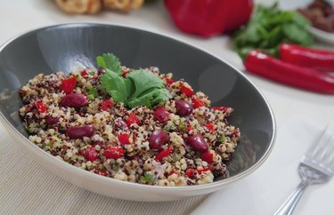 A bowl of quinoa and red beans