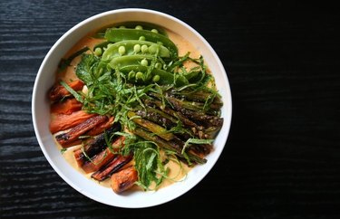 Roasted Carrot Yogurt Bowl with Spring Vegetables Savory Yogurt Recipe
