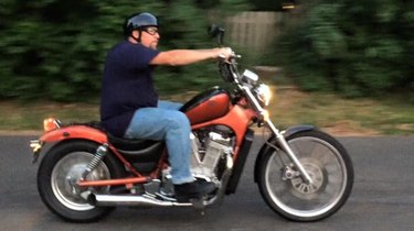 Jeffrey Hadley riding his motorcycle