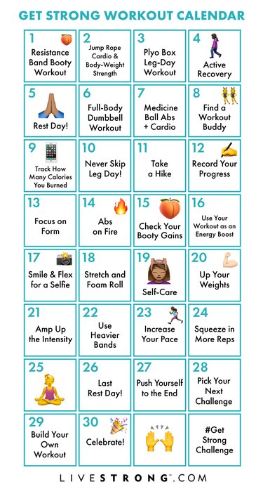 Get Strong in 2019 Challenge printable workout calendar