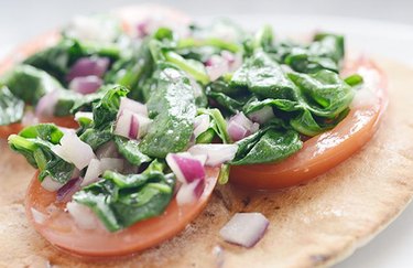 Spinach and Shallot Feta Pizza 20-minute dinner recipe.