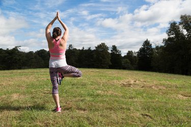 Brittany does a yoga pose