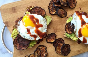 eggplant stacks with basil chiffonade