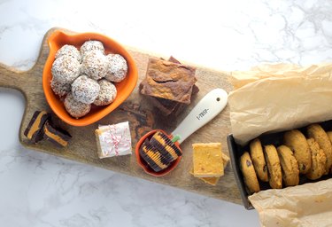 Low-sugar pumpkin desserts on a tray