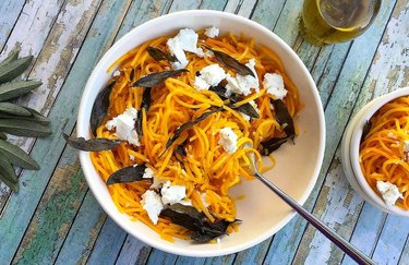 Roasted Butternut Squash Pasta With Goat Cheese and Fried Sage Keto Thanksgiving Recipes