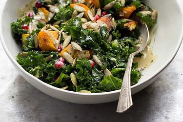 Wilted Kale Salad With Roasted Squash and Maple Dijon Dressing