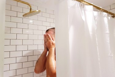 man in the shower