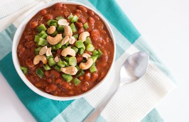 bowl of homemade chili as a plant-based dinner recipe