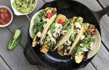 Grilled Farmers Market Veggie Tacos with Guacamole plant-based Mexican recipes