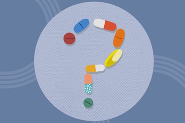 concept illustration of question mark made of supplements