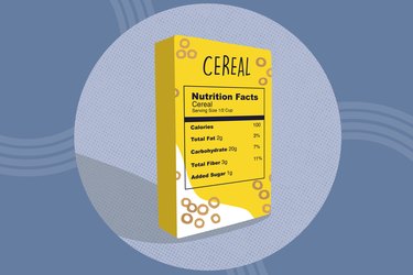 illustration of a nutrition facts label on a cereal box