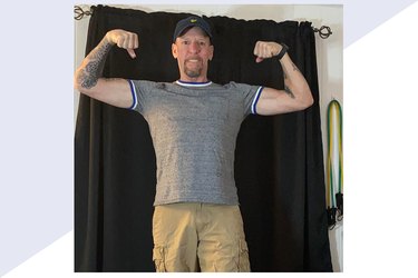 Two photos of Jeffrey Hadley's weight-loss transformation after he lost 100 pounds