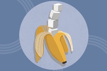 concept illustration of natural sugars found in fruit like bananas