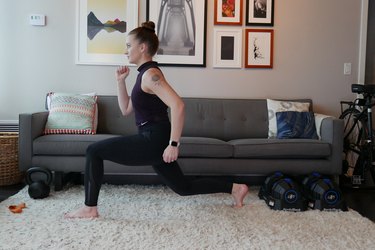 Woman demonstrating how to do a plyo lunge