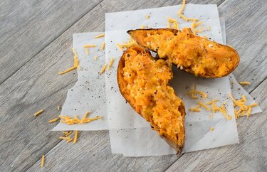 Cheesy High-Protein Twice-Baked Sweet Potato