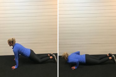 Woman demonstrating how to do a modified push-up