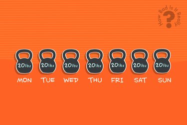 Kettlebell workout every day of the week concept graphic