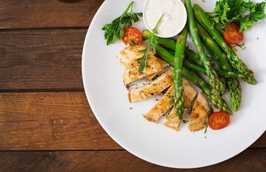 Sesame-Crusted Chicken Breast with Pasta and Asparagus 5-Ingredient Pasta Recipe