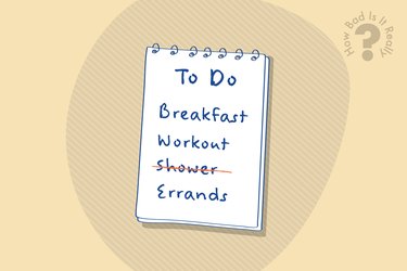 Graphic illustrating a to-do list that skips showering after a workout