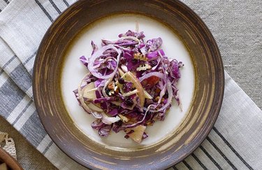 Crunchy Cabbage-Apple Salad with Tahini Ginger Dressing recipe