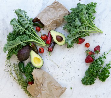 Flat lay photo of fruits and vegetables