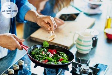 A man cooking healthy food at home