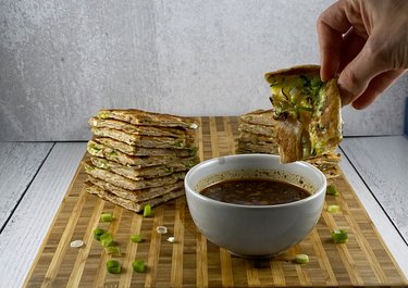 Scallion pancakes with dipping sauce