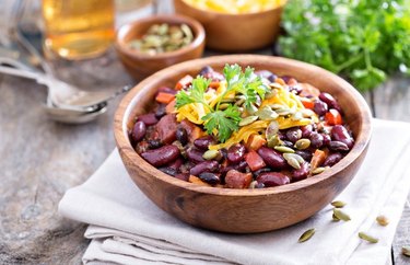 Spicy Bean Chili in a wooden bowl