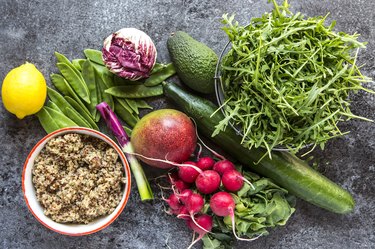 veggies on a table