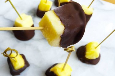 Chocolate-Dipped Frozen Pineapple Mini-Pops