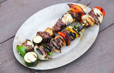 Mushroom and Bell Pepper Beef Kebabs recipe.