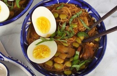 Vietnamese Edamame Pho with Egg and Basil recipe
