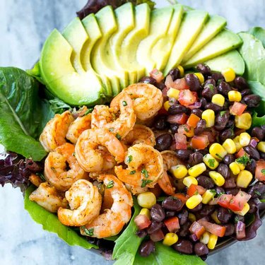 Shrimp salad recipes corn avocado beans