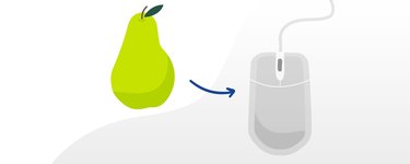 A pear compared to the size of a computer mouse