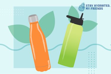 Custom graphic showing sustainable reusable water bottles