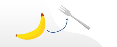 A banana compared to the size of a dinner fork
