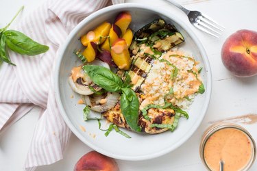 peach chicken basil bowl