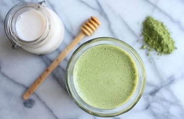 Matcha Latte With Almond Milk and Honey energizing beverages