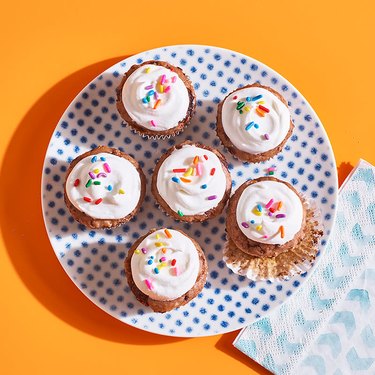 Ice cream cupcake bites topped with rainbow sprinkles