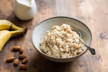 Oatmeal diet bowl of oatmeal banana almonds