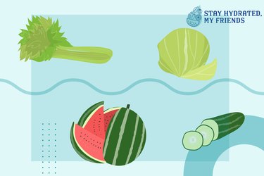 custom graphic showing hydrating fruits and vegetables