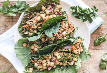 Chickpea And Avocado Collard Green Tacos With Tahini Sauce collard greens recipes