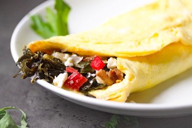 Red Peppers and Feta Collard Green Omelet collard greens recipe