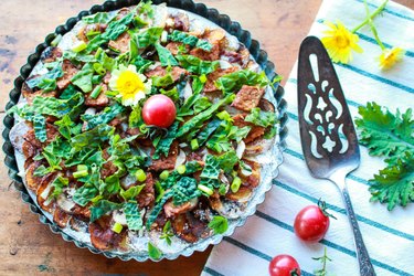 Potato Crust Pizza with Tempeh and Greens collard greens recipes